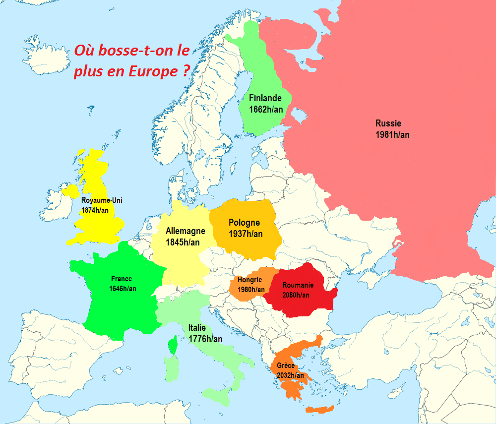 Où travaille-t-on le plus en Europe ?